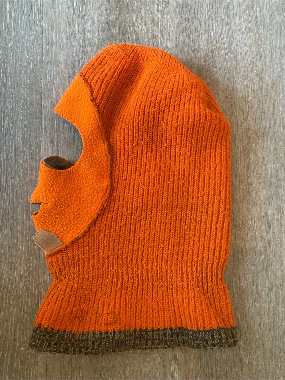 VTG Camo Reversible Orange Knit Face Cover Ski Mask Hunting Balaclava Hood OSFM
